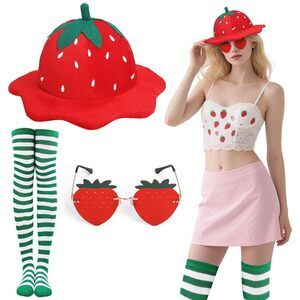 1476 3 Pcs Strawberry Costume Accessoriess Including Cute